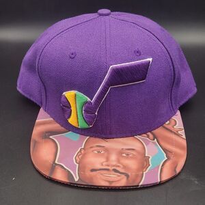 Utah Jazz Karl Malone Snapback Hat 32 Purple Mitchell & Ness Hardwood Classics
